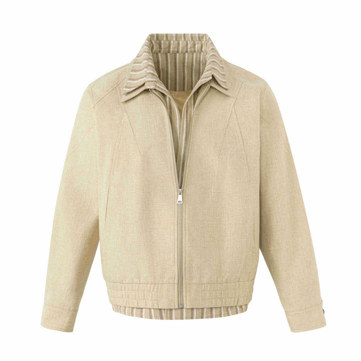 Damen Leichte Boxy‑Blousonjacke aus Leinenoptik mit gestreiftem Innenkragen Drune