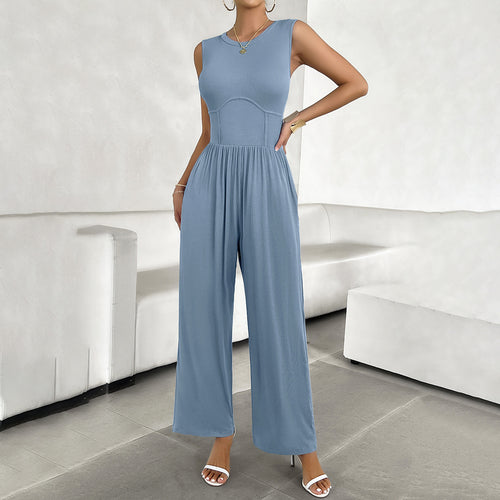 Damen Lässiger Jumpsuit mit weitem Bein und taillierter Ausarbeitung Drune