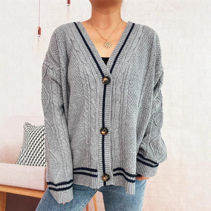 Damen gemütliche Strickjacke mit Sternen-Applikationen und modernen Details Drune