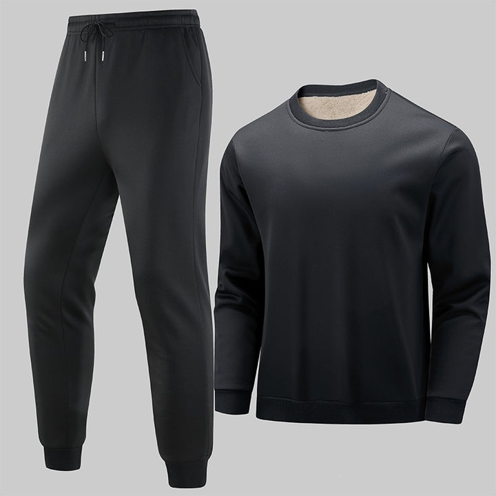 Herren Thermo‑Fleece Lounge‑Set mit Rundhals-Pullover & tapered Jogginghose Drune