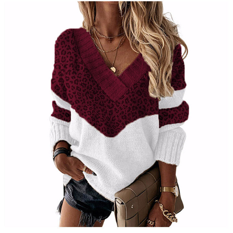 Damen nan V-Ausschnitt Strickpullover mit Chevron-Muster und Oversize-Schnitt Drune