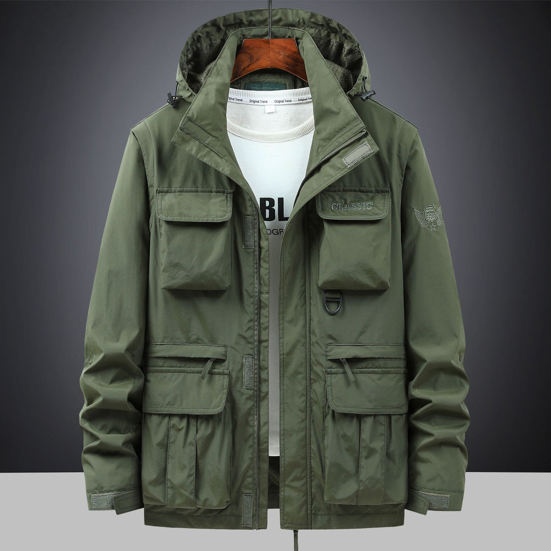 Men's  tactical hooded field parka with multi-pocket utility front and D-ring Drune