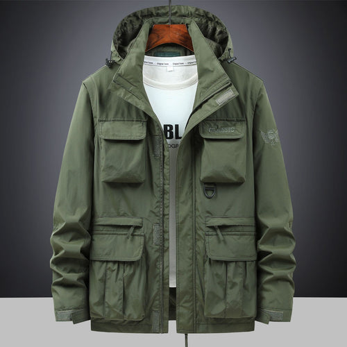 Men's  tactical hooded field parka with multi-pocket utility front and D-ring Drune