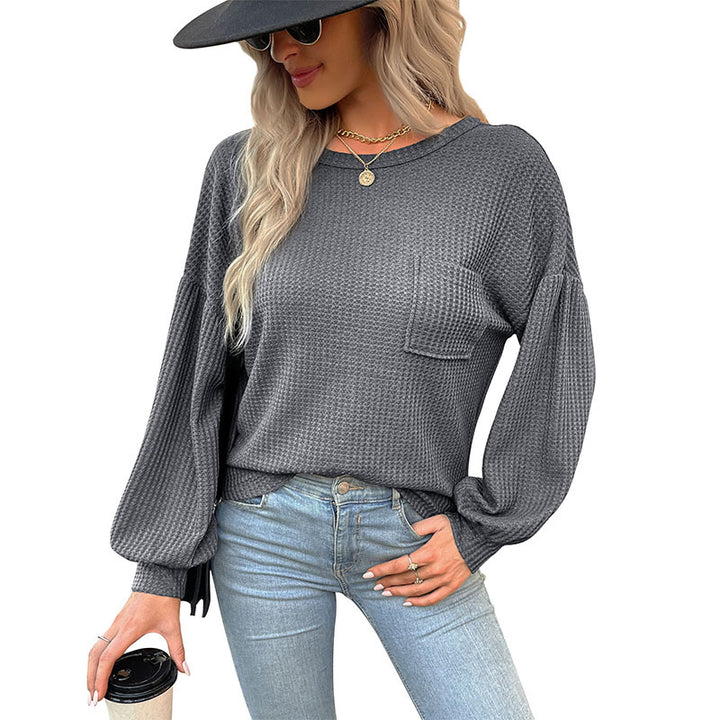 Damen Lässiger Pullover mit Ballonärmeln Drune