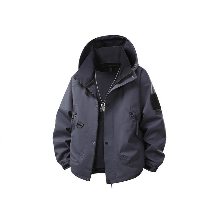 Herren Wasserdichte Outdoor‑Utility‑Regenjacke mit Kapuze, Mehrfachtaschen und verstellbarem Saum Drune