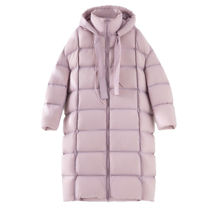 Damen Oversized Stepp-Daunenmantel mit Kapuze und verlängerter Silhouette Drune
