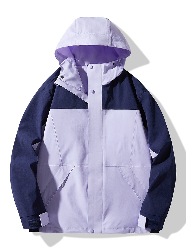 Herren Technische Colorblock Softshell‑Regenjacke mit verstellbarer Kapuze Drune