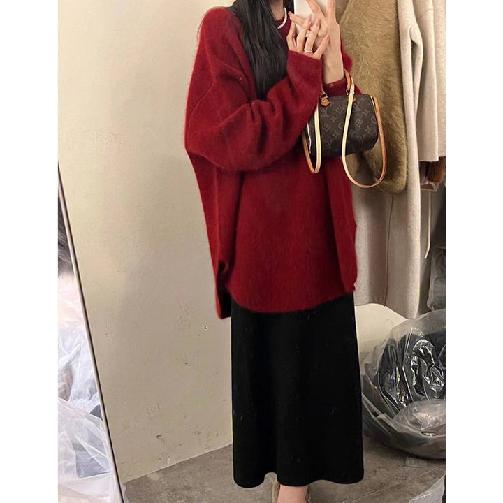 Damen Kuscheliger Oversized Pullover aus weichem Strickmaterial mit lässigem Schnitt Drune