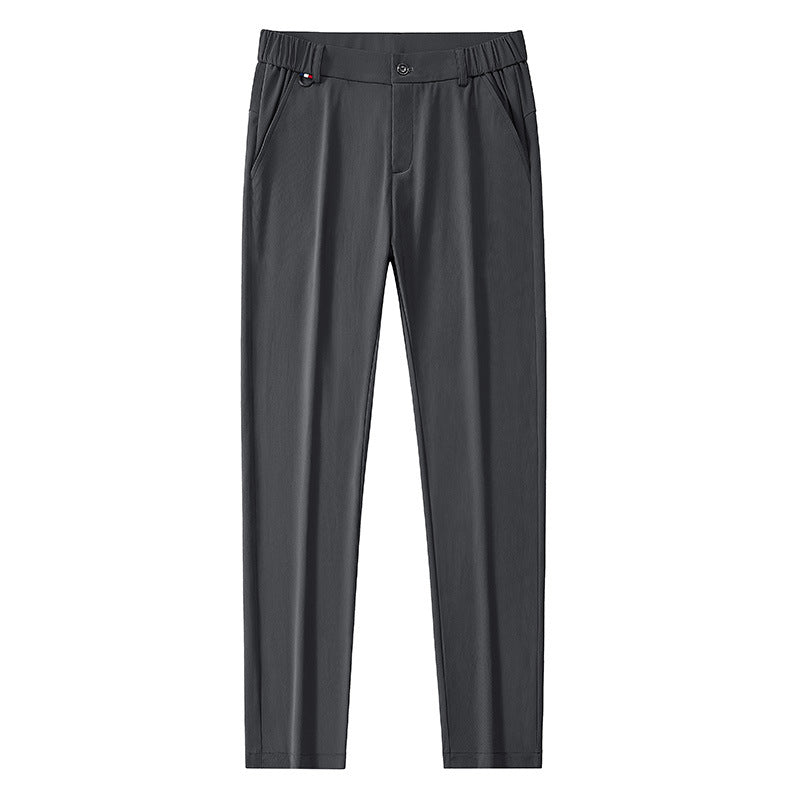 Herren leichte Reisehose mit elastischem Bund, geradem Bein, Reißverschluss-Details und seitlichen Eingrifftaschen Drune