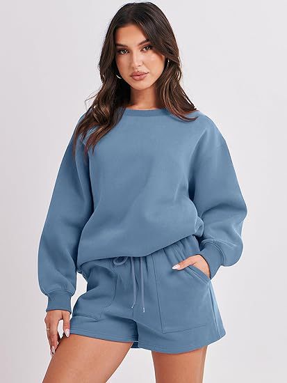 Damen Lässiges Sweatset mit Oversize‑Sweatshirt und hochgeschnittenen Shorts Drune