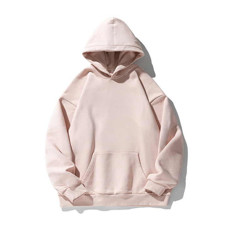 Unisex Kastenförmiger Kapuzenpullover mit minimalistischer Nahtführung, Kängurutasche und verlängertem Rückenteil Drune