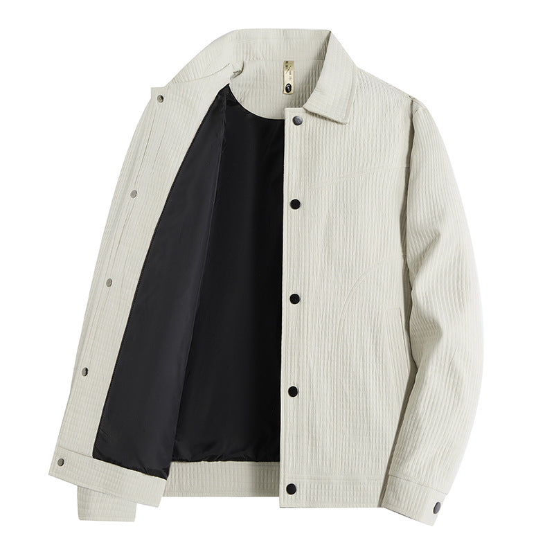 Herren Leichte Übergangsjacke im Worker-Stil mit mikrostrukturierter Twill-Optik und Druckknopfleiste Drune