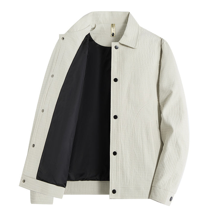 Herren Leichte Übergangsjacke im Worker-Stil mit mikrostrukturierter Twill-Optik und Druckknopfleiste Drune