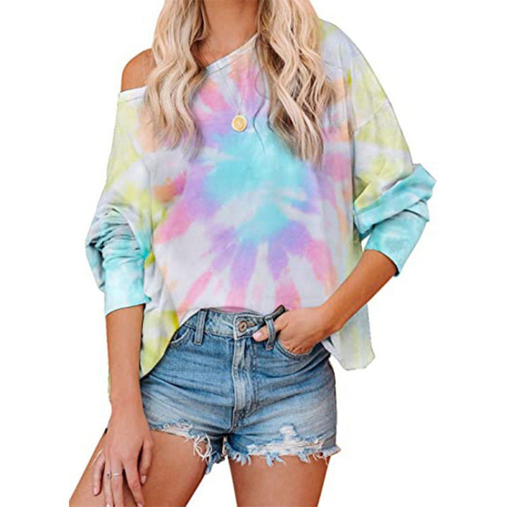Damen Lockere Batikbluse mit weitem Schnitt und asymmetrischem Saum Drune