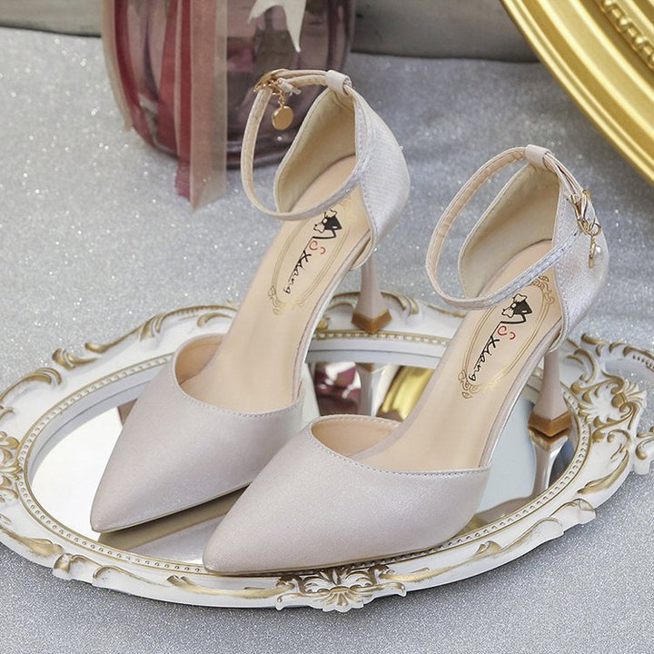Damen elegante Spitzen Hochhackige Schuhe mit zierlichen Riemen Drune
