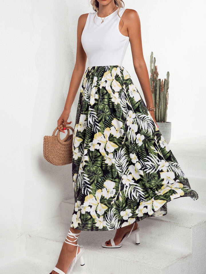 Damen Maxirock mit floralem Muster und schwingendem Saum Drune