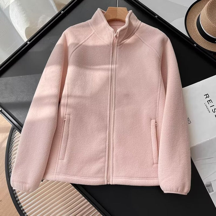Damen kuschelige Fleecejacke mit hohem Kragen Drune