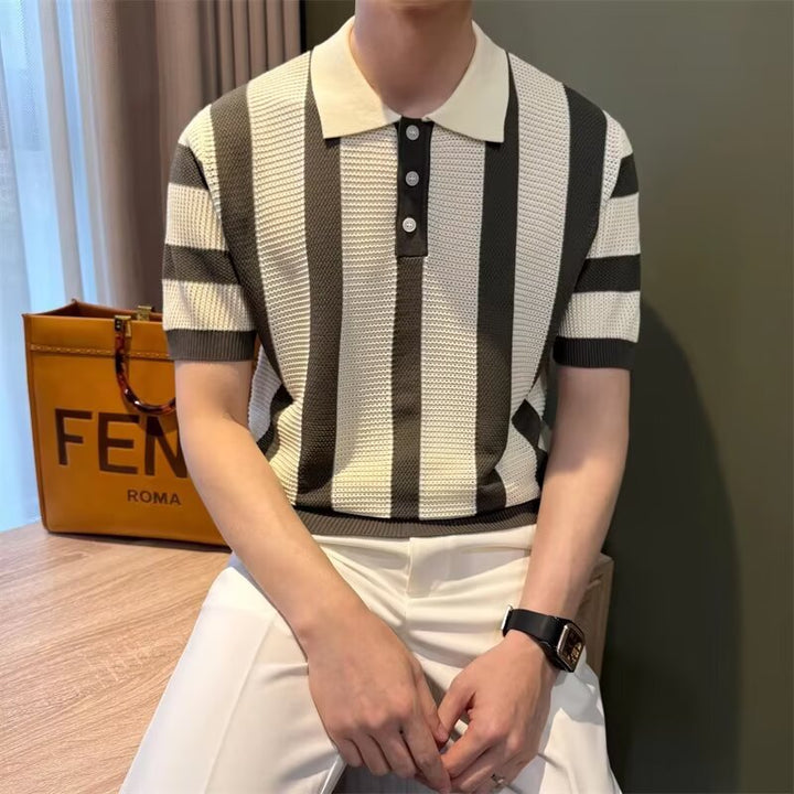 Herren Modisches Kurzärmliges Strickpoloshirt Drune