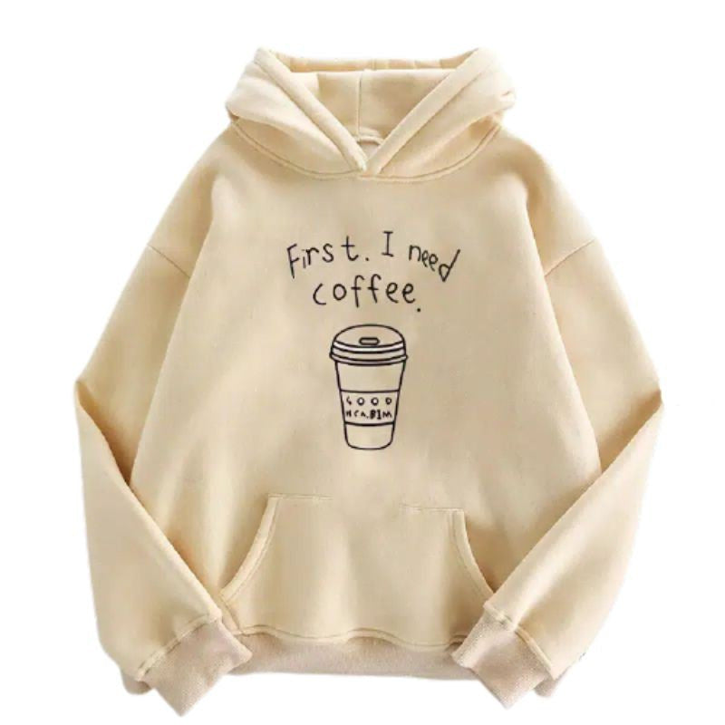Unisex nan lässiger Kapuzenpullover mit Coffee-To-Go Grafik, Kängurutasche und verstellbarer Kapuze Drune