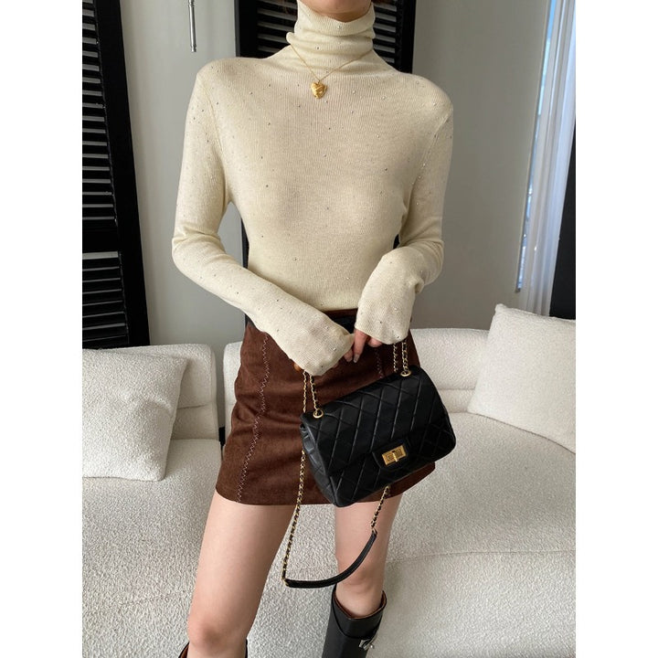 Damen hautenger Rollkragenpullover aus feinem Strick Drune