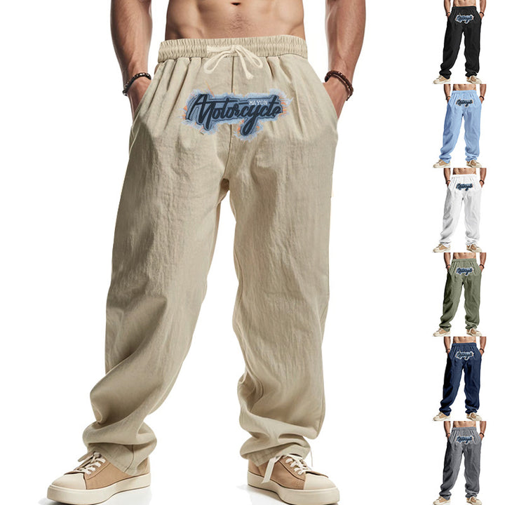 Herren lässige Freizeithose mit elastischem Bund und aufgesticktem Design Drune