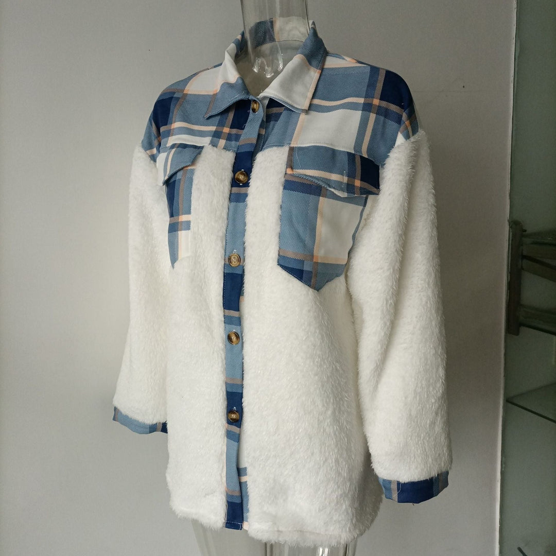 Drune | Druck Plüsch Patchwork Kontrastjacke