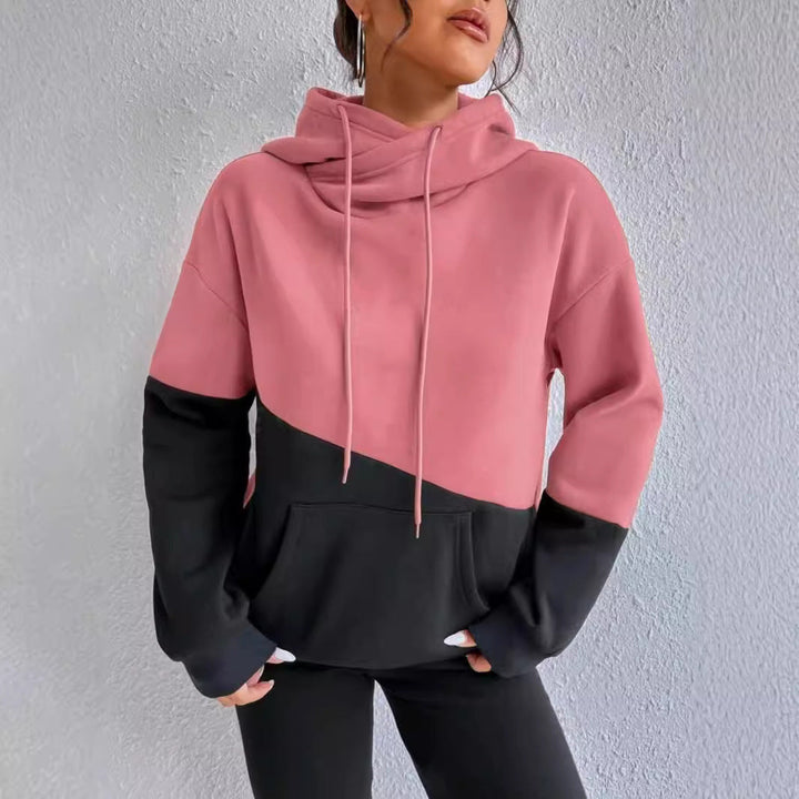 Damen lässiger Kapuzenpullover mit Farbblock-Design Drune