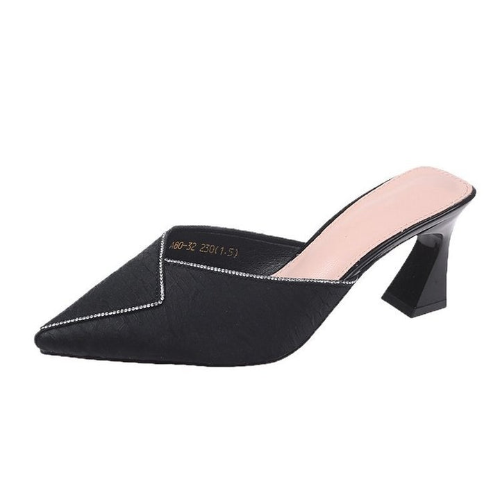 Damen elegante Mules mit spitzem Zehenbereich und schickem Glanz Drune