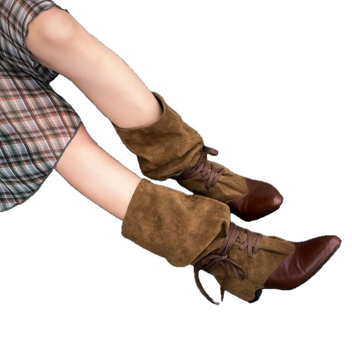 Damen Modische Ankle-Boots mit Schnürung Drune