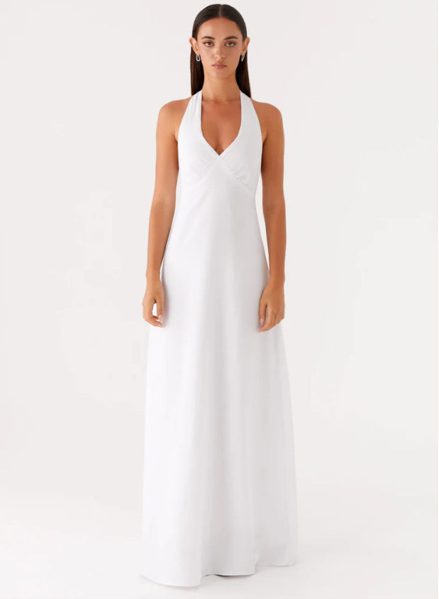 Damen Elegantes Wickelkleid mit V-Ausschnitt und schmalem, fließendem Schnitt Drune