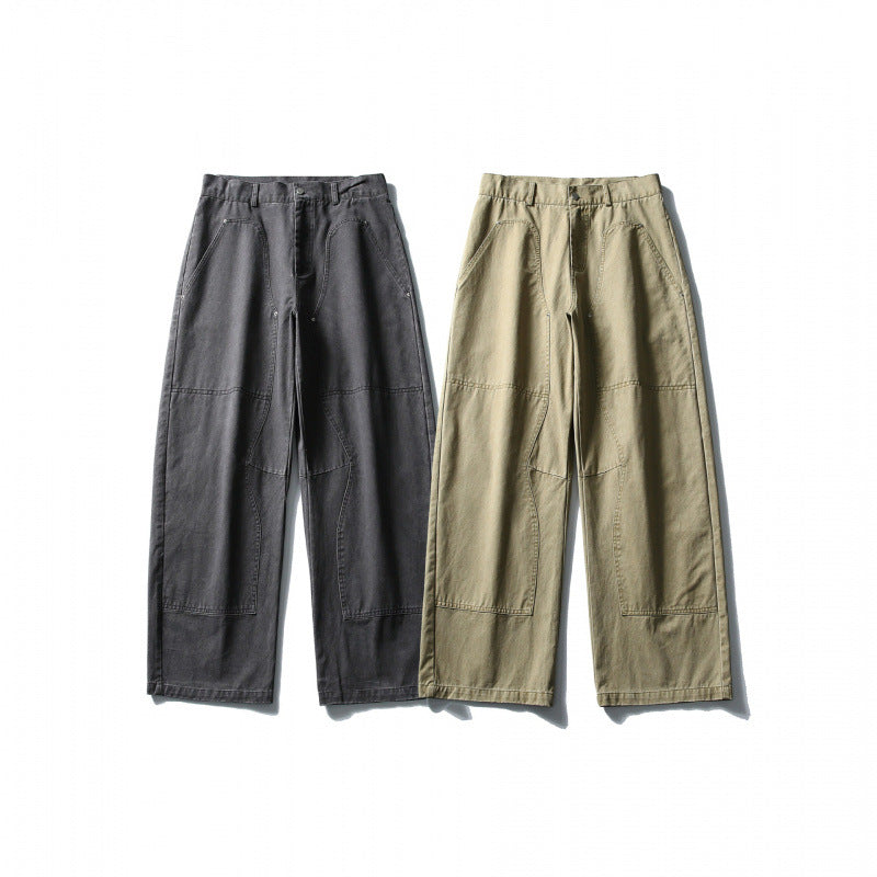 Herren Weite Utility-Hose im Workwear-Look mit Knie-Patches und geradem Bein Drune