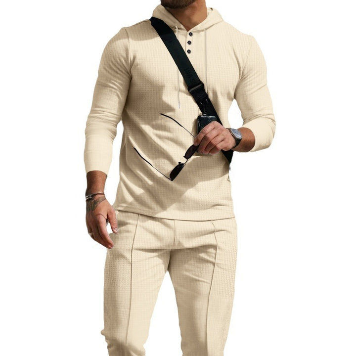 Herren Sportliches Langarmshirt mit Knopfleiste und praktischer Kapuze Drune