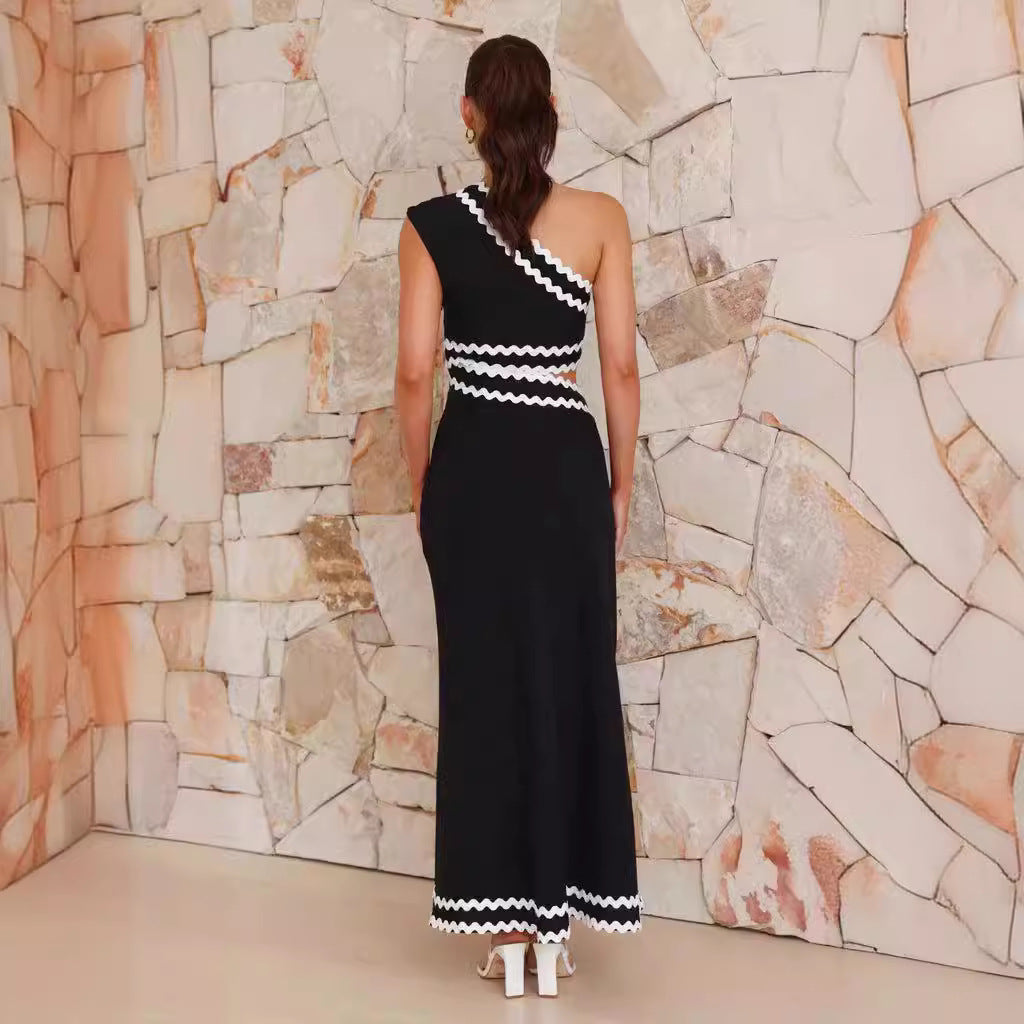 Damen Midi-Kleid mit asymmetrischem Schnitt und Zauberhaften Zick-Zack-Details Drune