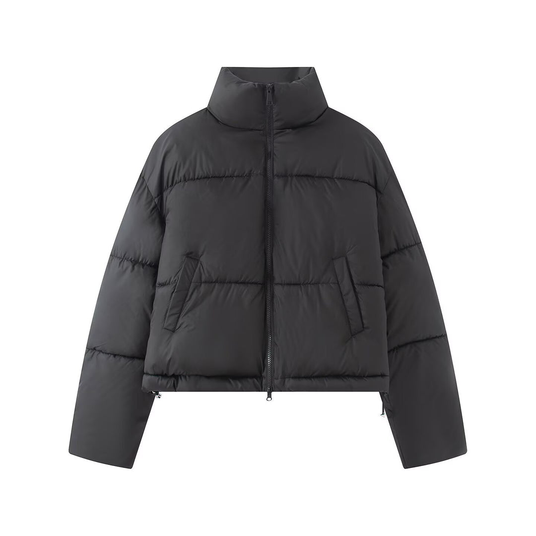 Damen Kurz geschnittene wattierte Steppjacke mit hohem Stehkragen Drune
