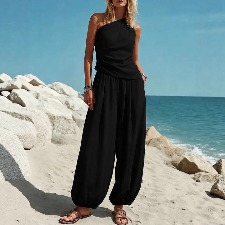 Damen Elegantes Einteiler-Outfit mit Fließendem Schnitt und One-Shoulder-Design Drune