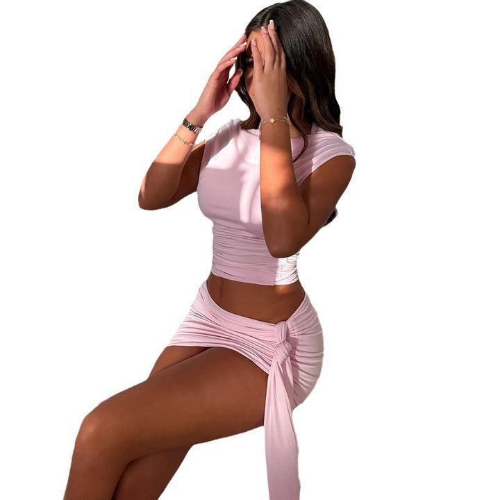 Damen Figurbetontes Crop-Top und Minirock Set Drune