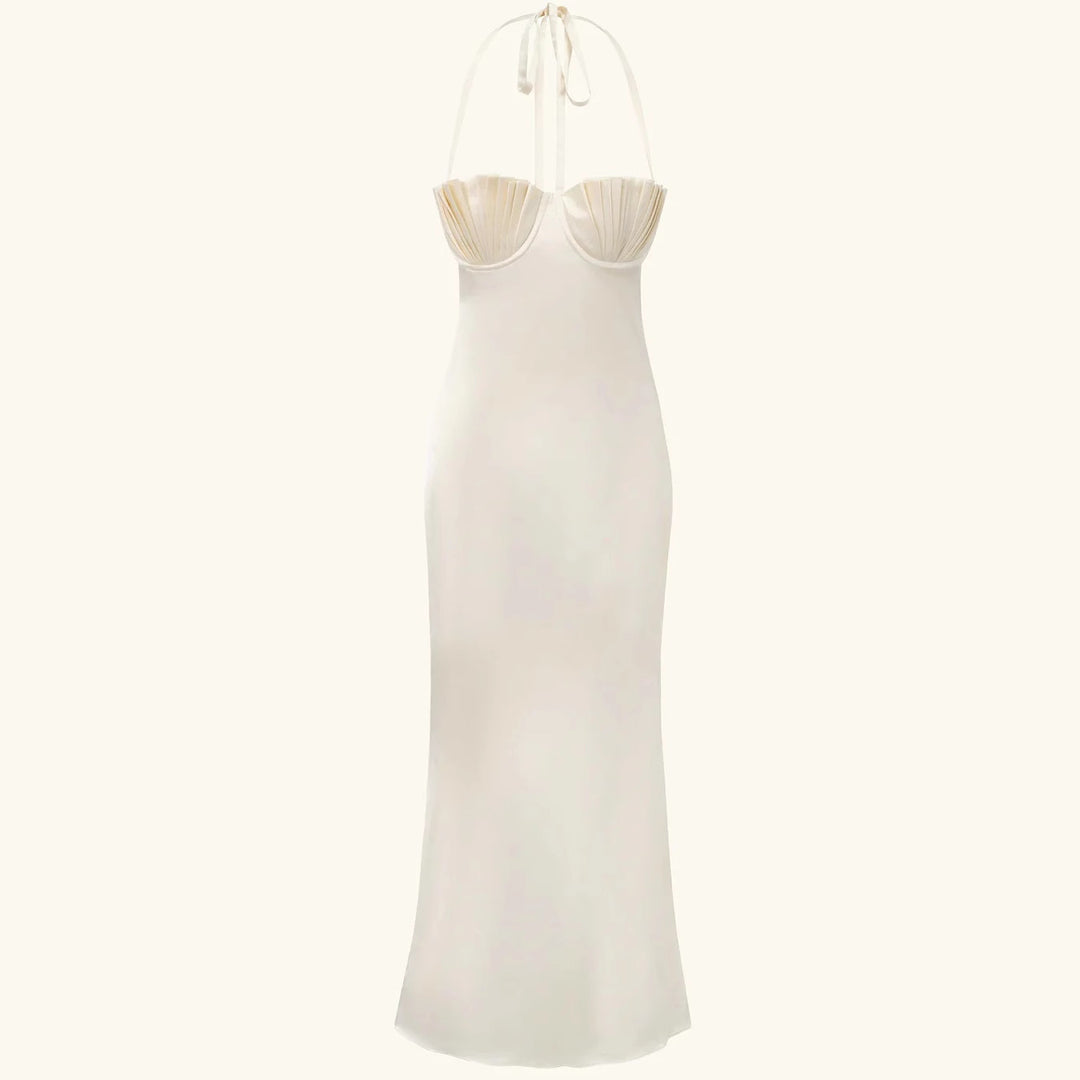 Damen Abendkleid mit tailliertem Oberteil und raffinierten Falten Drune
