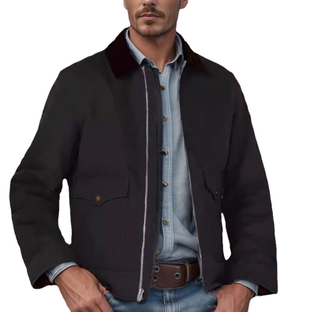 Herren robuste Canvas-Fieldjacke mit Cordkragen und aufgesetzten Pattentaschen Drune