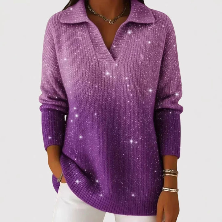 Damen Modischer Strickpullover mit V-Ausschnitt