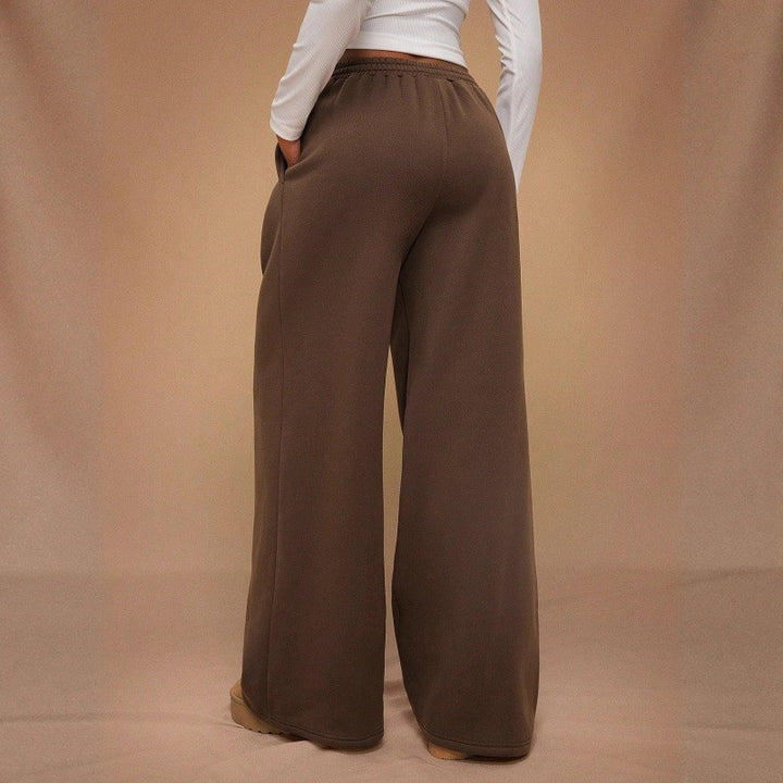 Damen nan weite High-Waist Lounge-Hose mit elastischem Bund und Eingrifftaschen Drune