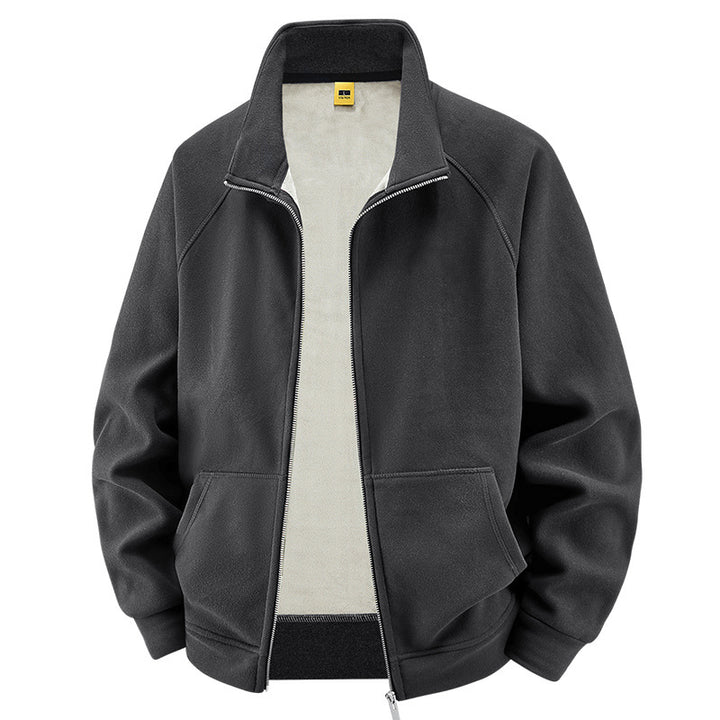 Herren Isolierte Plüschfutter-Sweatjacke mit Stehkragen und verdeckten Innentaschen Drune
