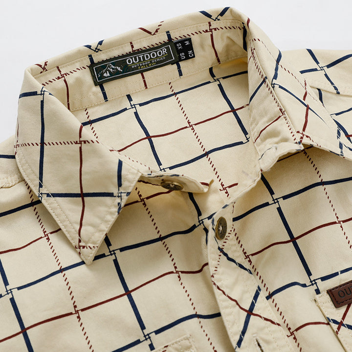 Herren nan kariertes Overshirt mit leichtem Thermofutter und doppelten Klappbrusttaschen Drune
