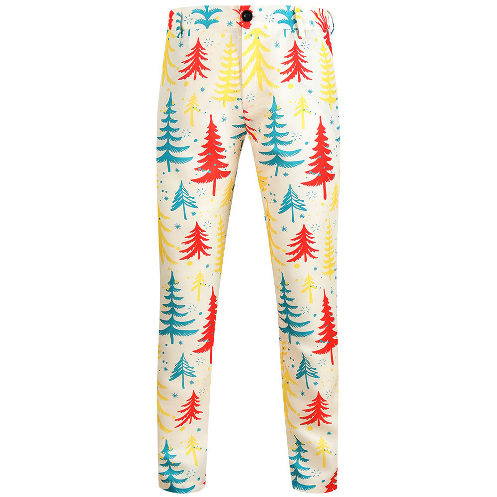 Herren Weihnachtliche Slim‑Fit Chinohose mit Allover-Santa‑Print und Stretchkomfort Drune