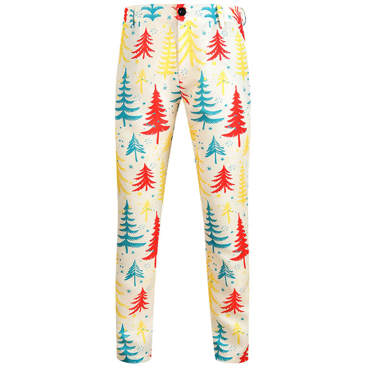 Herren Weihnachtliche Slim‑Fit Chinohose mit Allover-Santa‑Print und Stretchkomfort Drune
