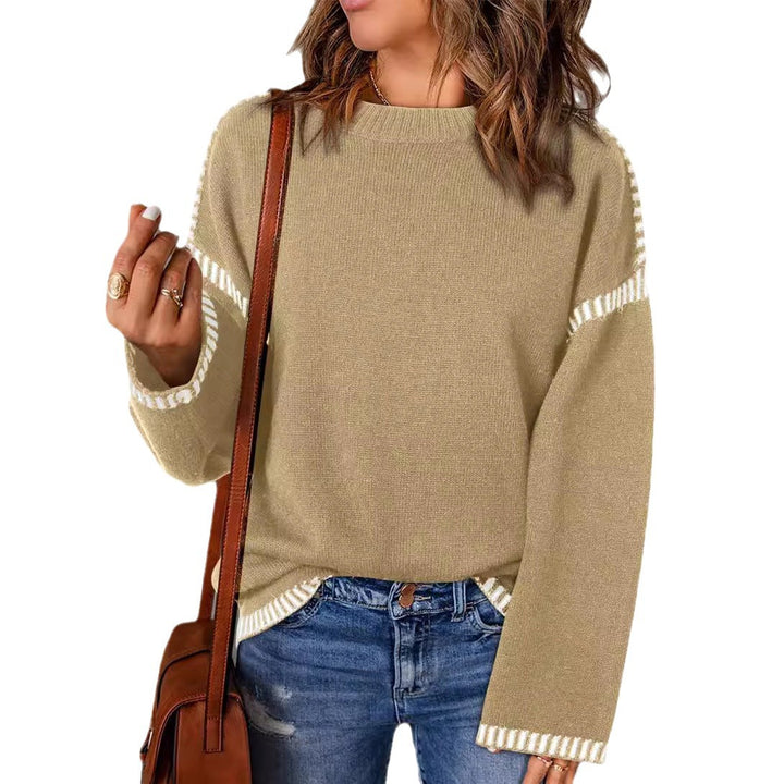 Damen lässiger Pullover mit Streifenakzenten Drune