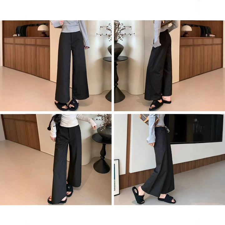 Damen Weitgeschnittene High-Waist-Hose Drune