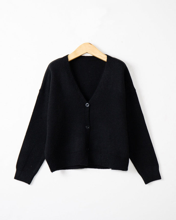 Damen Strickjacke mit V-Ausschnitt und Knopfdetails Drune
