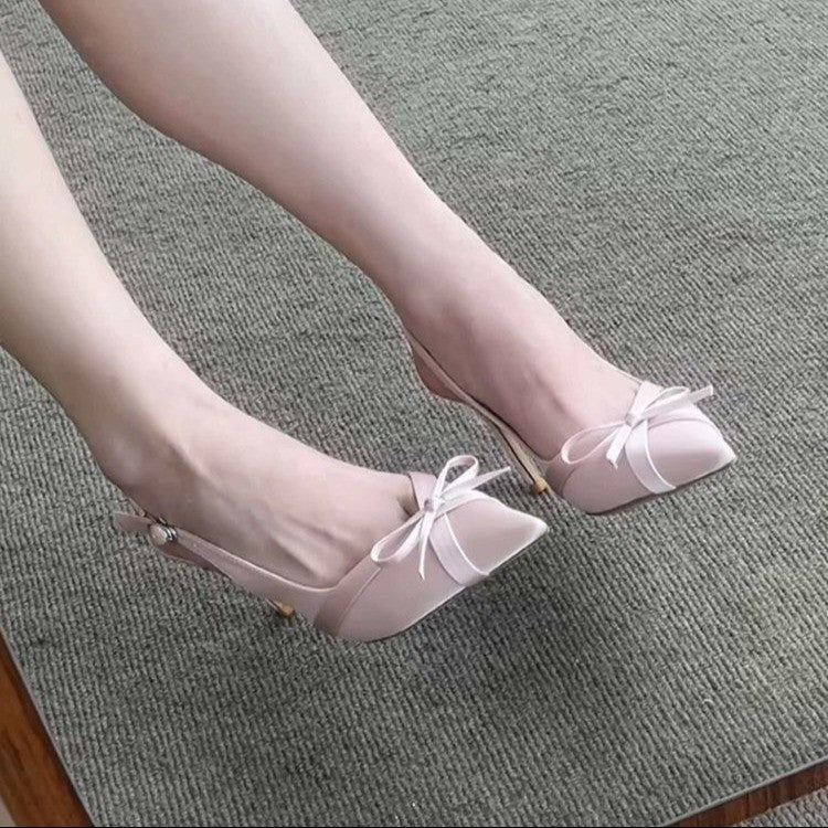 Damen Slingback‑Pumps mit spitzer Kappe, zierlichem Kitten‑Absatz und Schleifen‑Detail Drune