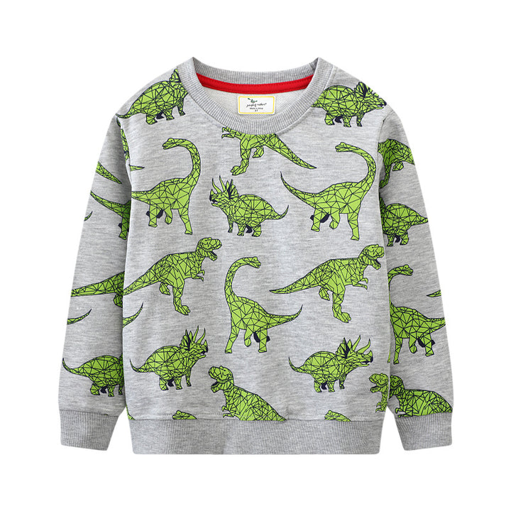 Kinder Sweatshirt mit kreativem Dinosaurier-Muster Drune