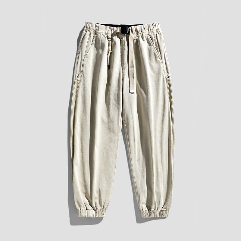 Herren Urbaner Relaxed-Jogger im Canvas‑Look mit verstellbarem Webgürtel und Utility‑Nähten Drune